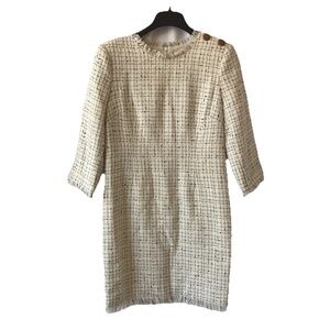 Harper Rose 3/4 Sleeve Tweed Sheath Dress White 12p
